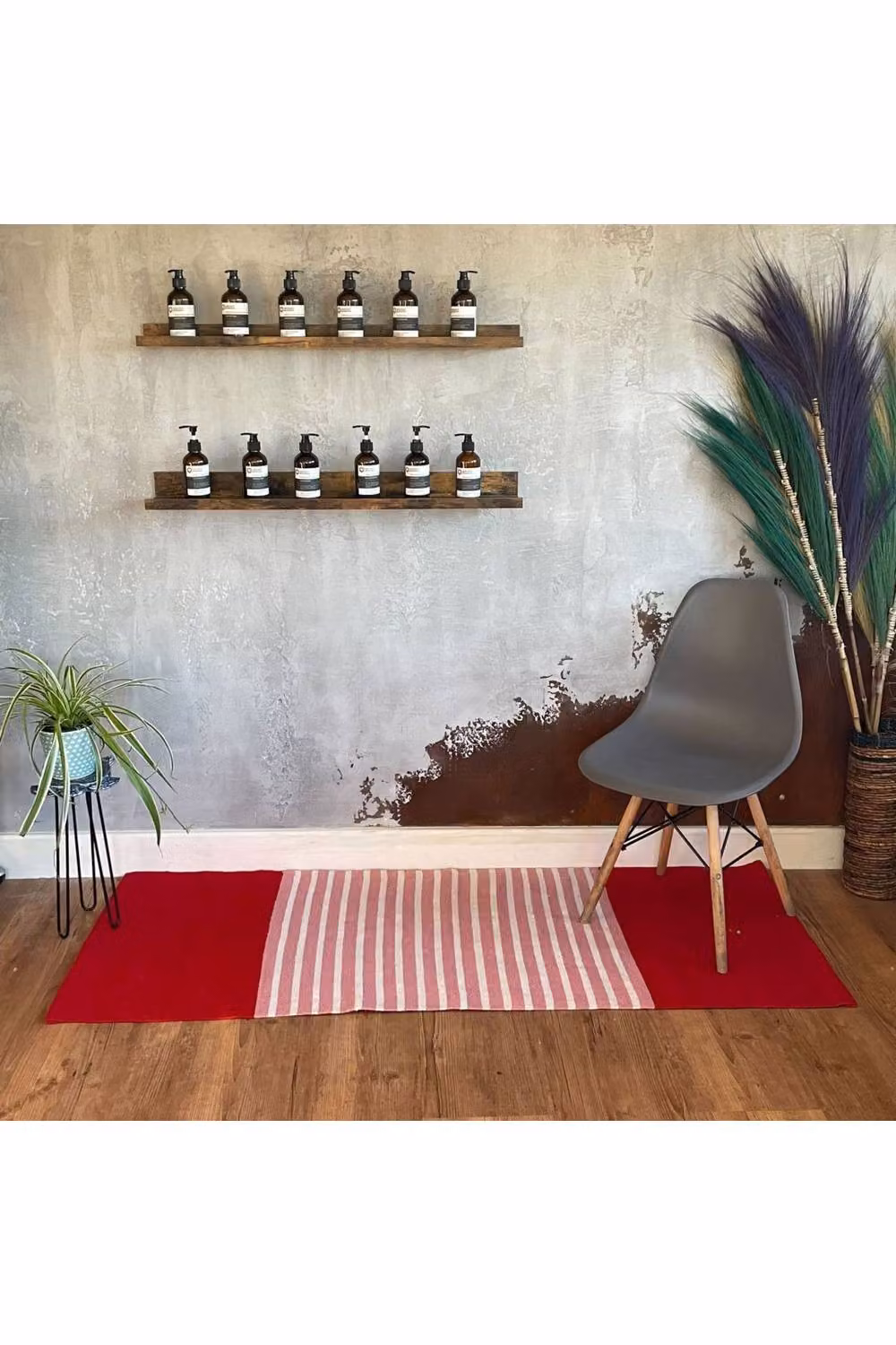 KDMD Handwoven Indian Cotton Ethnic Rug in Red and Pink, W/D: 70 x 170 cm – 3
