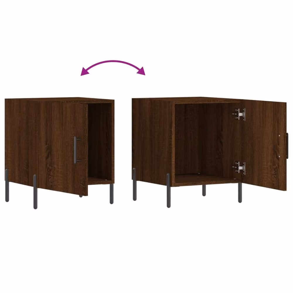 Berkfield Home Set of 2 Modern Bedside Cabinets in Brown Oak, W/D/H: 40 x 40 x 50 cm – 4