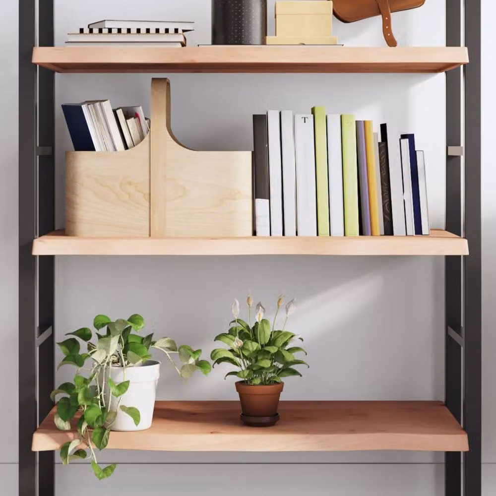 Berkfield Home Beautiful Wall Shelf in Natural Untreated Solid Oak, W: 80 cm, D: 40 cm, H: 2-4 cm – 2