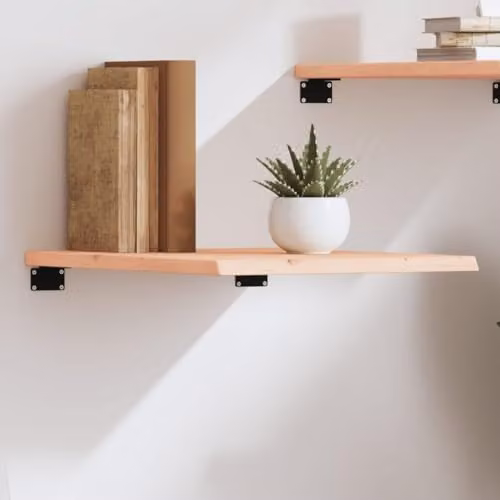 vidaXL Wall Mounted Oak Wood Shelf, Natural/Brown, W/D/H: 50 x 40 x 2 cm – 2
