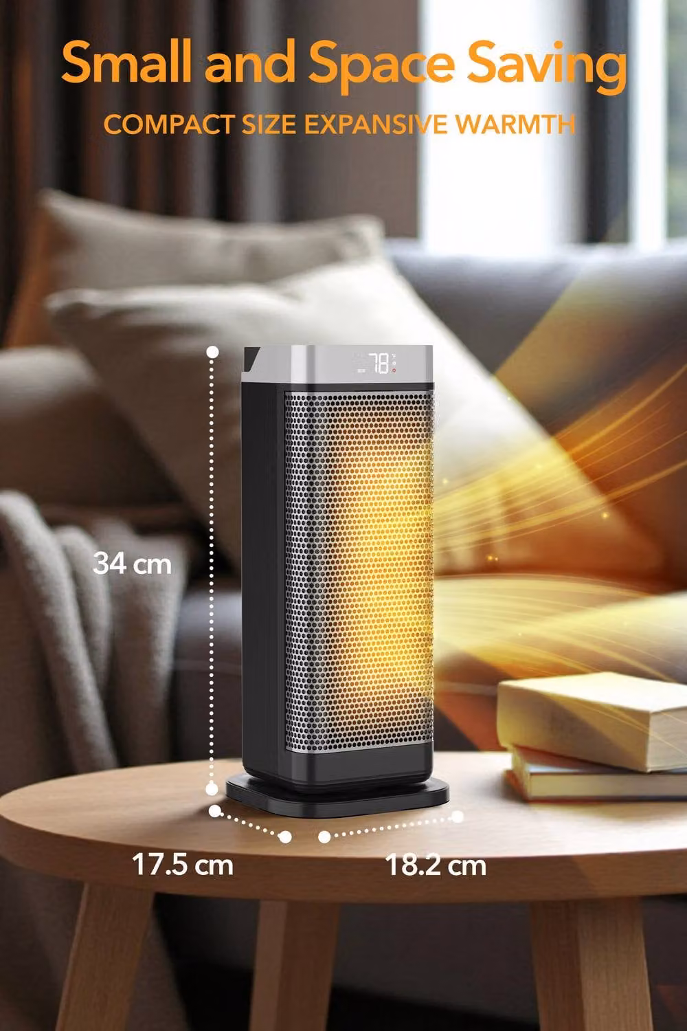 Air Pro 17 inch Portable Ceramic Electric Space Heater with LED Display and Remote Control in Grey – 6