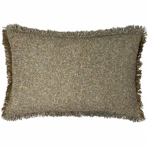 Yard Doze Woven Boho Fringed Cushion in Green, W/D/H: 60 x 40 x 40 cm