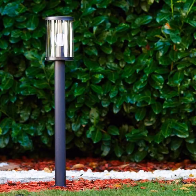 CGC Lighting Cora Tall Post Light in Dark Grey with Transparent Glass – 1