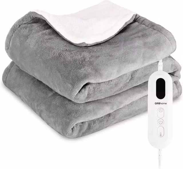 Gr8 Home Electric Heated Blanket in Grey, W: 160 cm, D: 130 cm