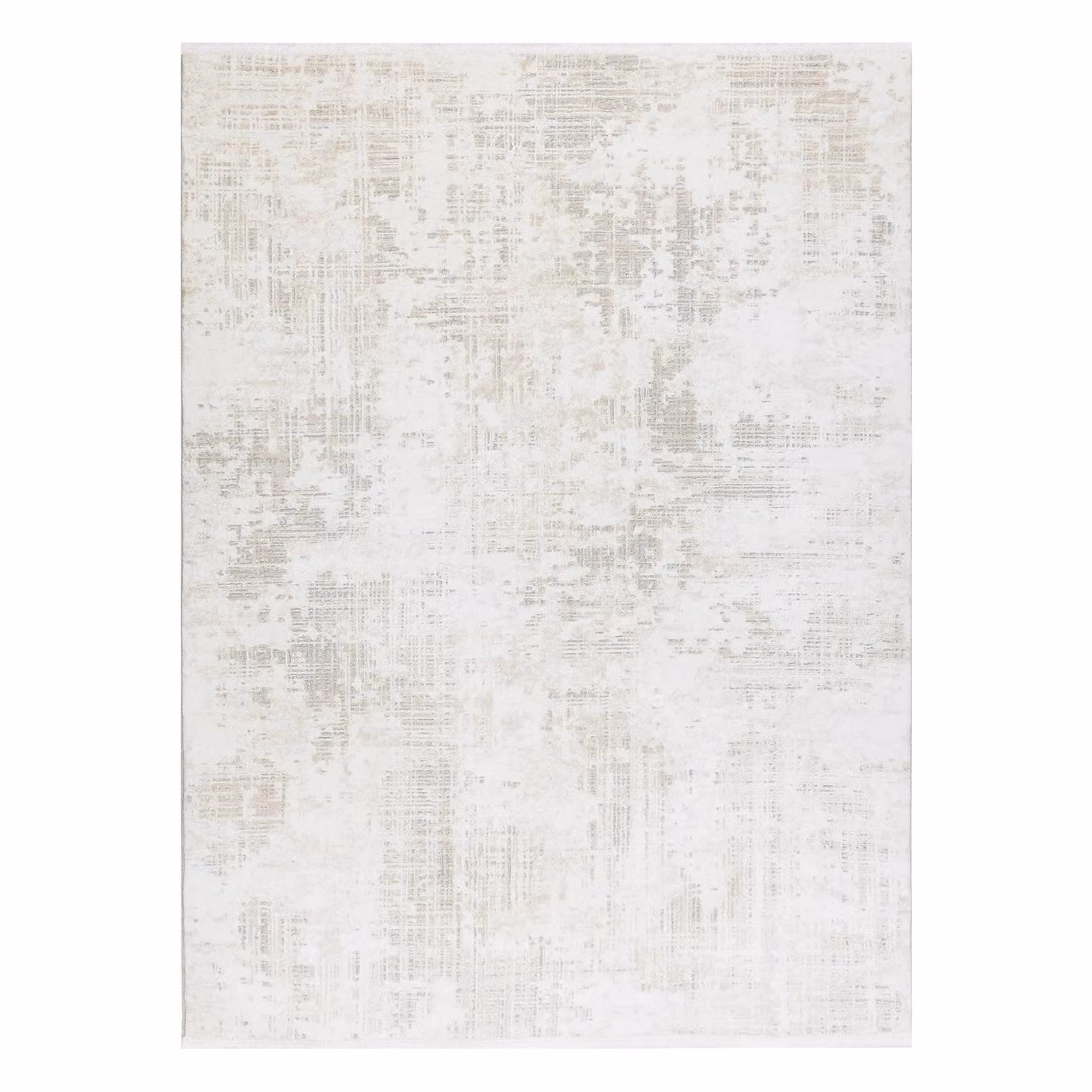 RugsX Duke Abstract Rug in Yellow and White with Fringes, W: 200 cm, D: 290 cm