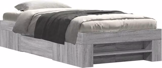 Berkfield Home Grey Sonoma Bed Frame in Engineered Wood W/D/H: 90 x 200 cm