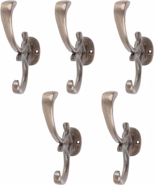 Hammer and Tongs Ornamental Hat and Coat Hook, Raw Iron, Grey, Pack of 5, H: 13.0 cm, W: 3.0 cm – 1