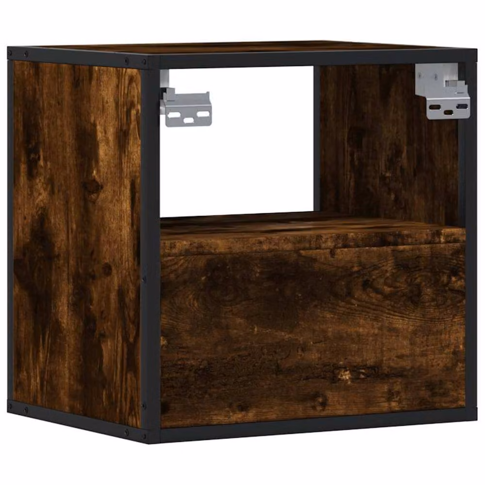 Berkfield Home Wall-mounted Bedside Cabinet in Smoked Oak Brown, W: 40 cm, D: 31 cm, H: 39.5 cm – 5