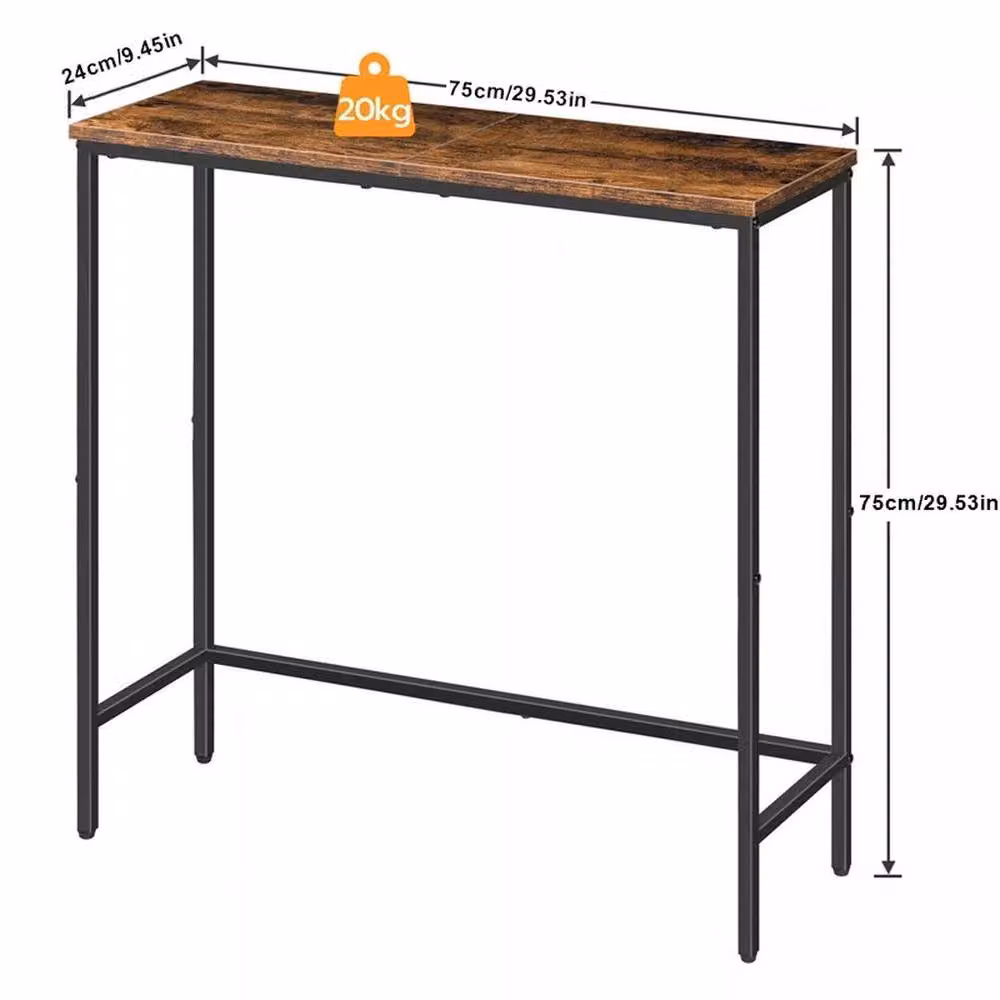 EONLION Industrial Brown Console Table for Hallways, W/D/H: 100 x 24 x 75 cm – 2