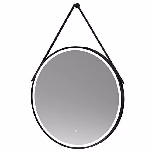 nuie LQ721 Salana Modern Bathroom Wall Hung Framed LED Touch Sensor Mirror, Black/Black Strap, Width: 80 cm – 1