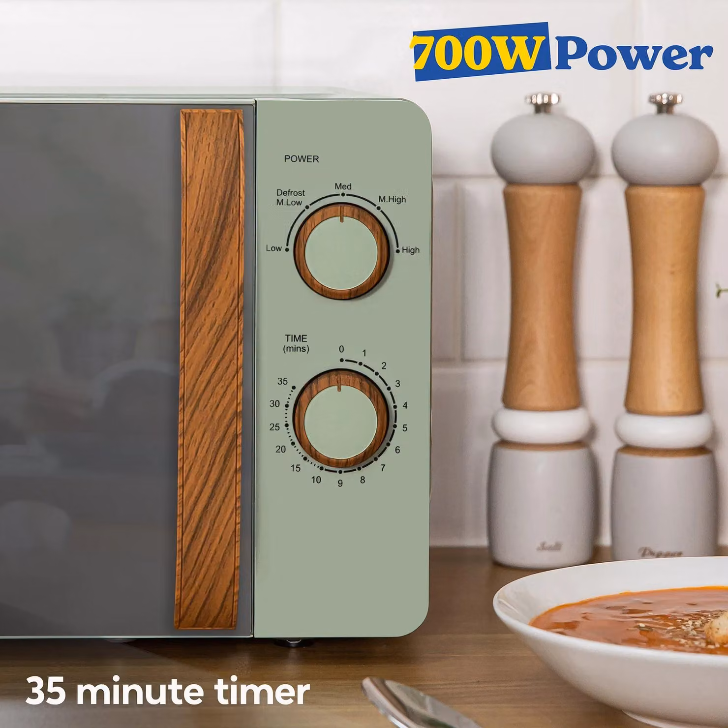 Russell Hobbs Scandi Solo Manual Microwave 17L 700W RHMM713 in Light Green – 3
