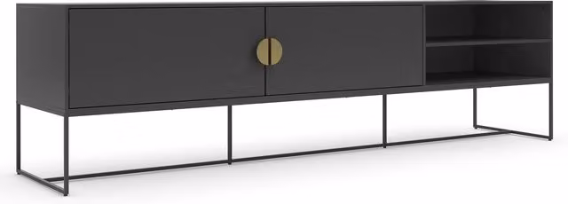 Asia and Bari Modern Anthracite TV Cabinet with Shelves and Media Compartments