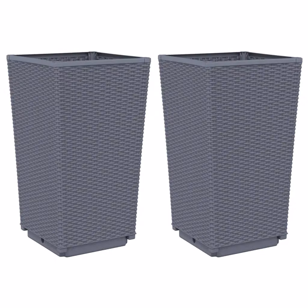 Berkfield Home Garden Planter Tubs, 2 Pack, Blue and Grey, W/D/H: 32.5 x 32.5 x 57 cm – 2