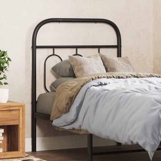 Berkfield Home Classic Metal Headboard in Black, Width: 75 cm