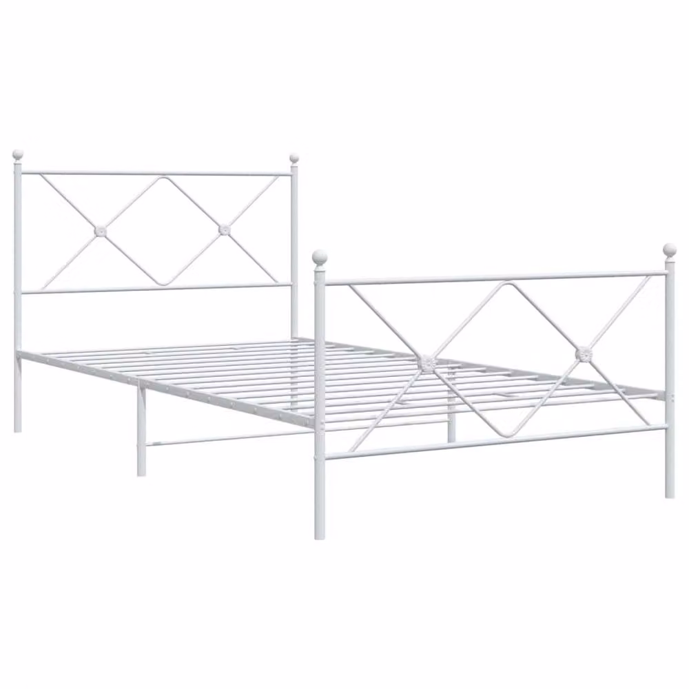 Berkfield Home Metal Bed Frame with Footboard, White, W: 100 cm, L: 200 cm – 3