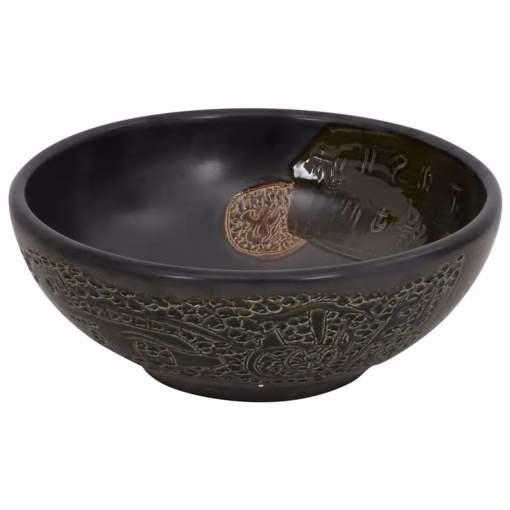 Berkfield Home Round Ceramic Countertop Basin in Black, Diameter: 41 cm, Height: 14 cm – 2