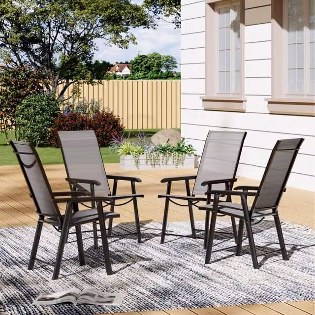 Livingandhome Black Folding Garden Chair Set of 4