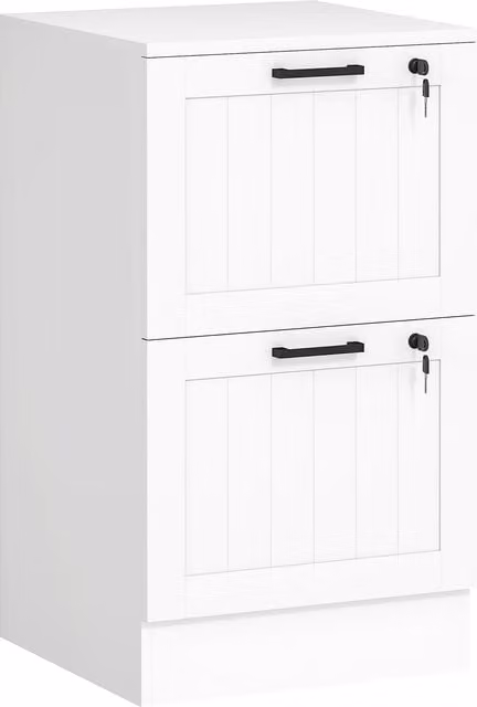 HOMCOM 2 Drawer White Filing Cabinet with Lock and Adjustable Hanging Bars for A4 and Letter Size Files – 1