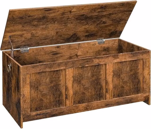 SPETLEK Brown Rustic Wood Toy Storage Chest for Children with Soft Close Lid, W/D/H: 41 x 40 x 40 cm – 1