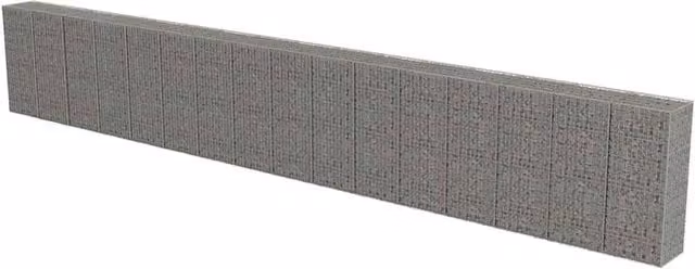 Berkfield Home Galvanised Steel Gabion Fence with Covers in Silver, W/D/H: 900 x 50 x 150 cm
