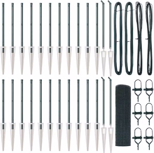 Berkfield Home Green Steel Welded Wire Fence with 13 Spike Posts, W: 40 cm, L: 50 m