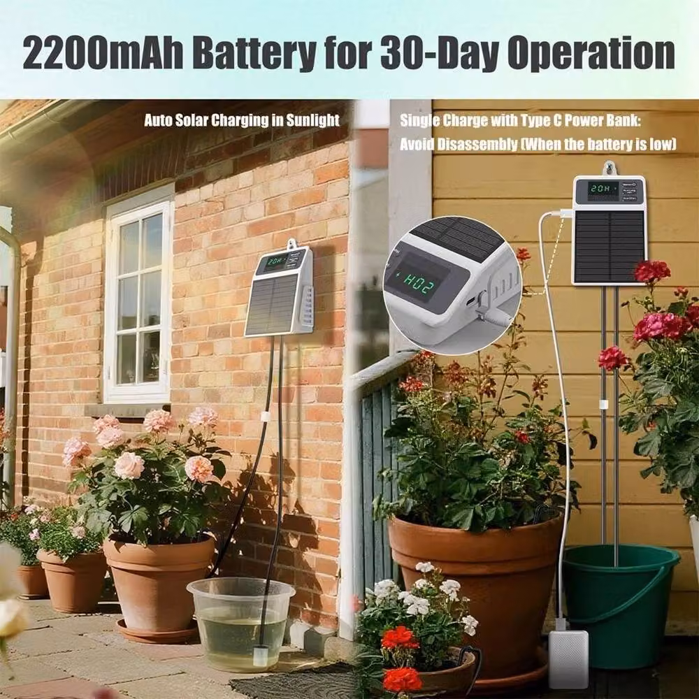 SPETLEK Solar Automatic Drip Irrigation Kit for Outdoor Gardens in White – 4