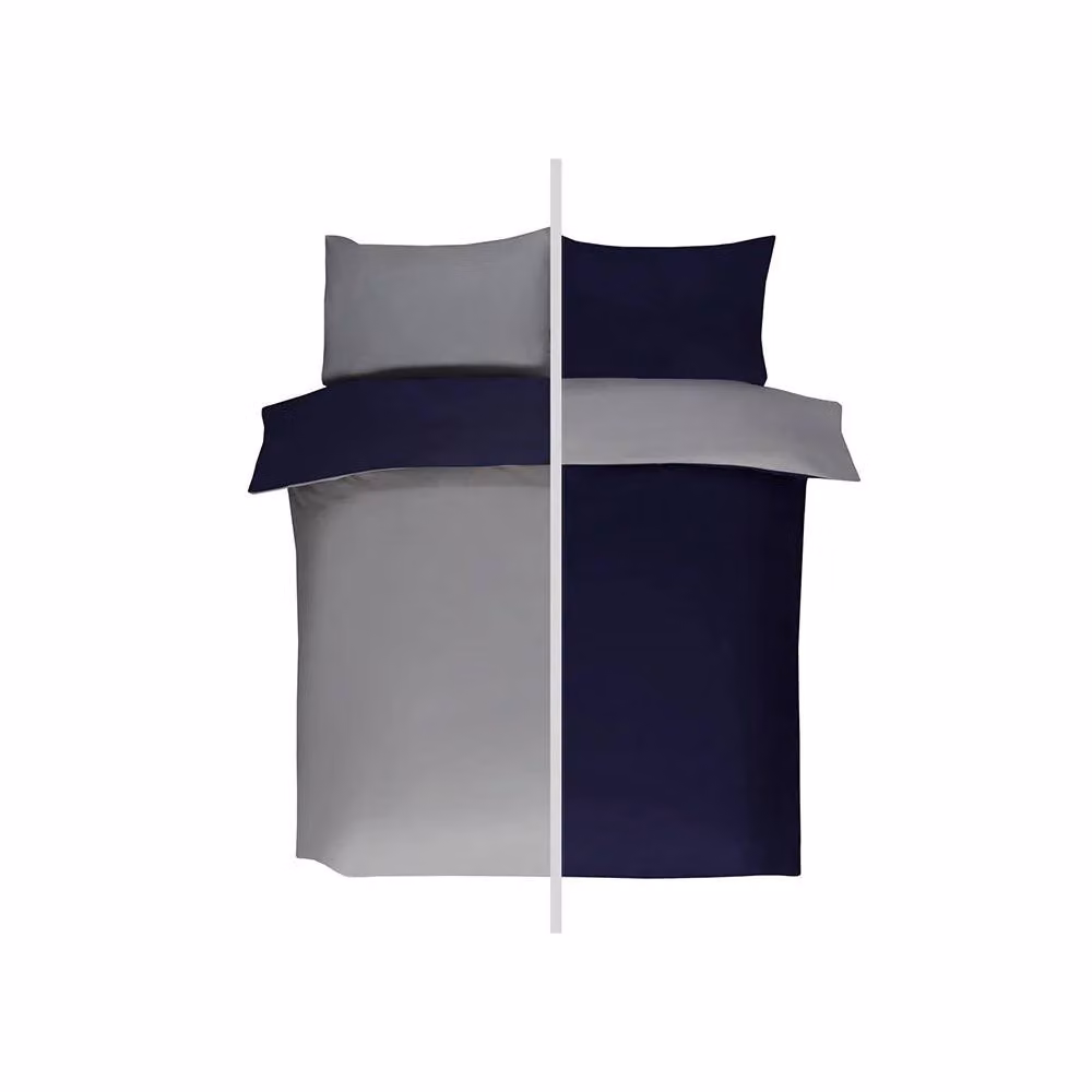 Voltico Reversible Microfibre Duvet Cover and Pillowcase Set in Blue and Grey – 9