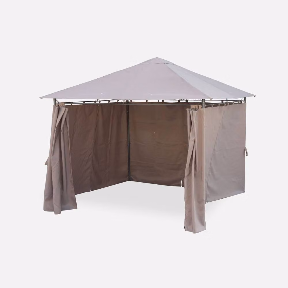 sweeek Heavy Duty Gable Gazebo with Curtains in Medium Beige, W/D/H: 300 x 300 x 262 cm – 2