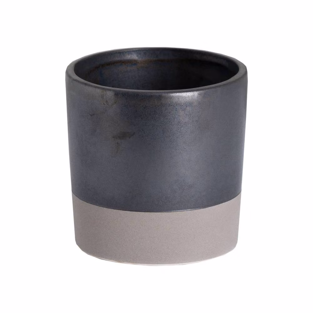 Hill Interiors Metallic Ceramic Round Tabletop Planter in Grey, W/D/H: 12.0 x 12.0 x 11.0 cm – 2