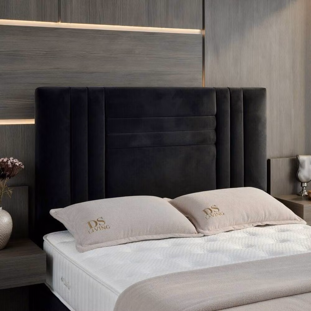 DS Living Orion Black Velvet Upholstered Ottoman Bed, W/D/H: 140 x 200 cm – 2