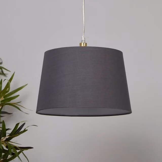 Lighting Collection TC Tapered Cone Fabric Lamp Shade in Grey, Diameter: 30 cm – 1