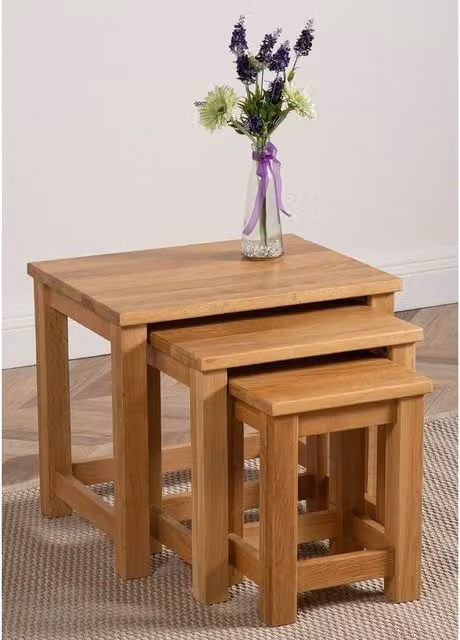 Thats Furniture Oslo Nest of 3 Square Side Tables in Oak Brown