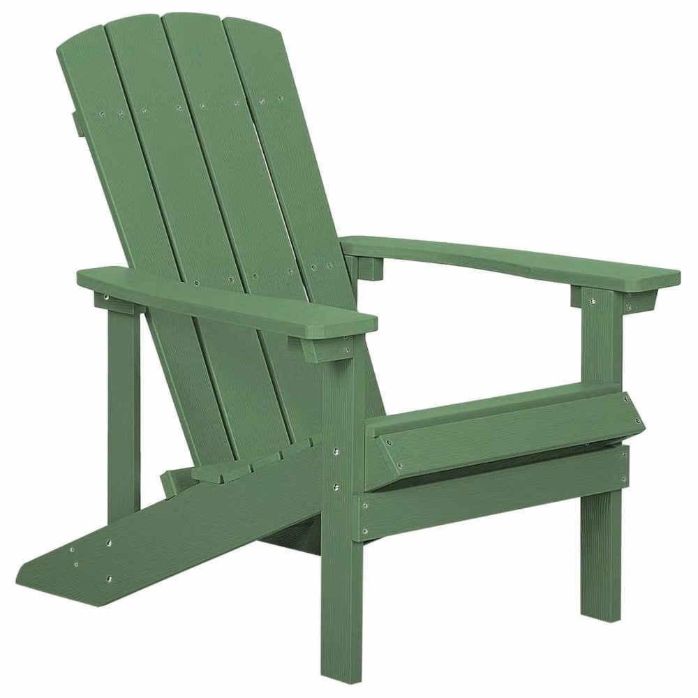 Wyld and Coco Evergreen Outdoor Lounge Chair with Integrated Footstool in Matt Green – 1