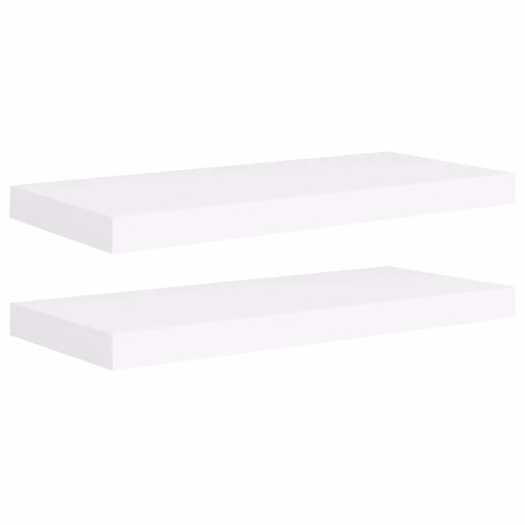 Berkfield Home Floating Wall Shelves, 2 Piece Set, White, W: 60 cm, D: 23.5 cm, H: 3.8 cm – 2