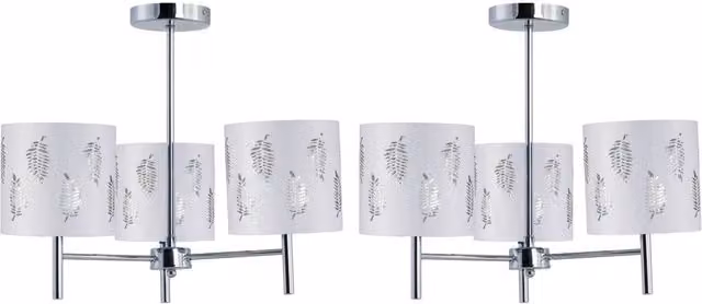 First Choice Lighting Brea Set of 2 Chrome 3-Light Ceiling Fittings with White Fabric Shades