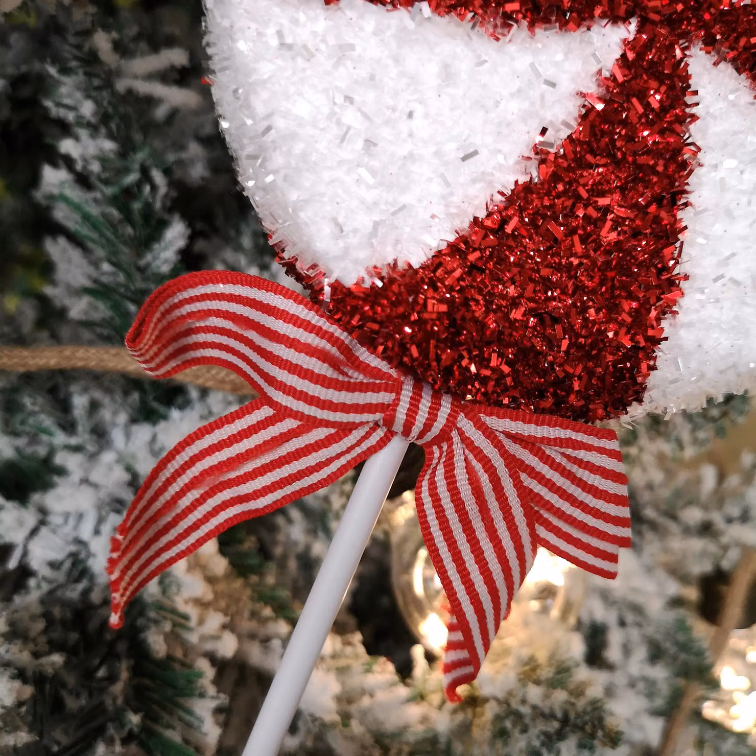 Samuel Alexander Red and White Striped Glitter Candy Cane Lollipop Christmas Pendant Decoration – 5
