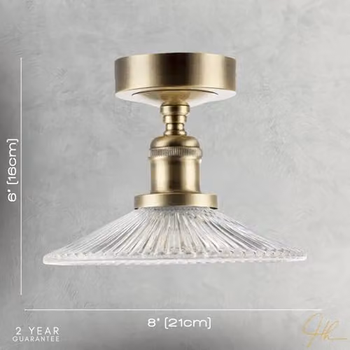Happy Homewares Vintage Brass Ceiling Light Fitting with Transparent Glass, W/D/H: 16 x 16 x 21 cm – 3
