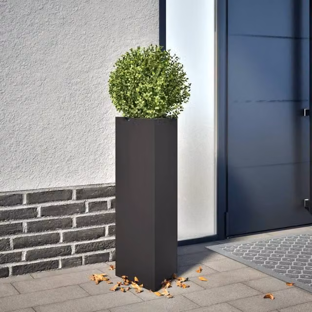 Berkfield Home Garden Steel Triangular Planters, 2 Pack, Black, W: 30 cm, D: 26 cm, H: 75 cm