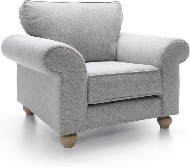 Abakus Direct Ingrid Armchair in Braided Chenille, Light Grey, H 90 cm x W 95 cm x D 115 cm