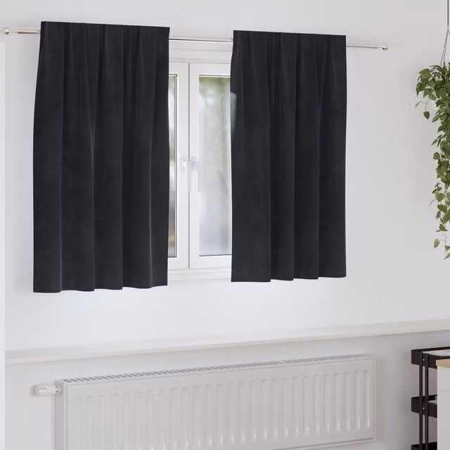 Berkfield Home Blackout Velvet Curtains with Top Tape, 2 Pack, Black – 1