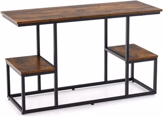 VOGREX Rustic Industrial TV Console in Brown with Metal Accents and Media Compartments, W/D/H: 109.0 x 65.0 x 41.2 cm – 1