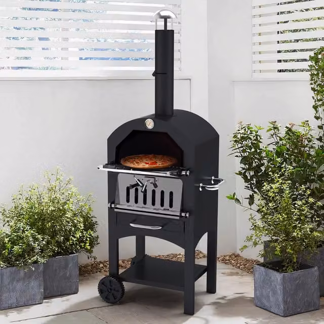 BillyOh 3-in-1 Portable Charcoal BBQ, Pizza Oven and Chimney Smoker, Black