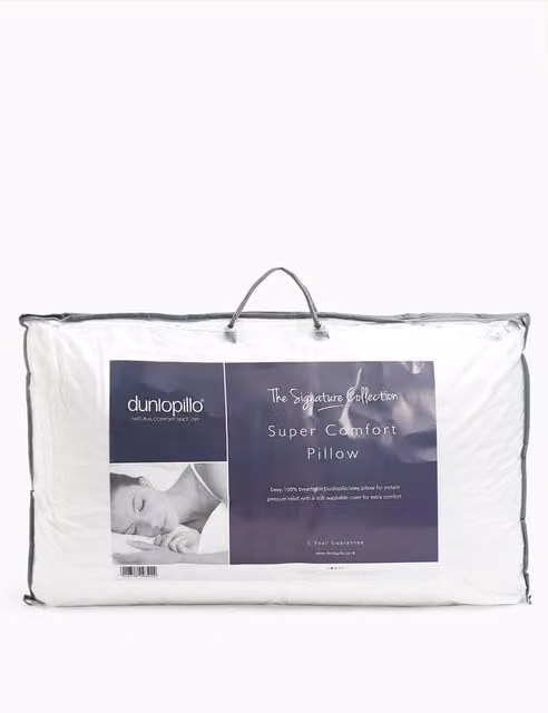 Dunlopillo Super Comfort White Latex Pillow with Breathable Cotton Cover
