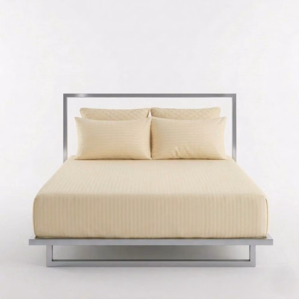 Snug City Luxury 250TC Mako Satin Stripe Pillowcase Pair in Beige – 2