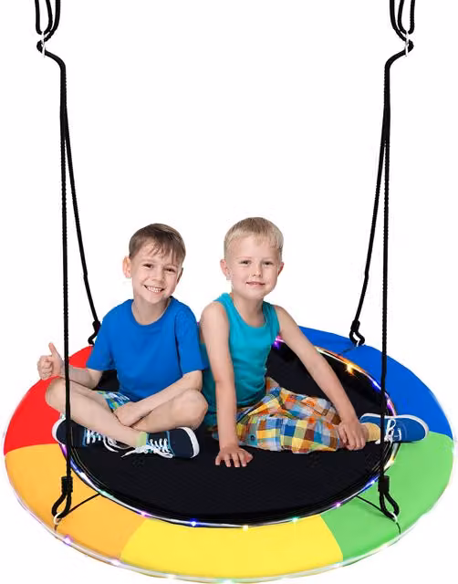 Costway Flying Saucer Tree Swing in Black and Multicolour