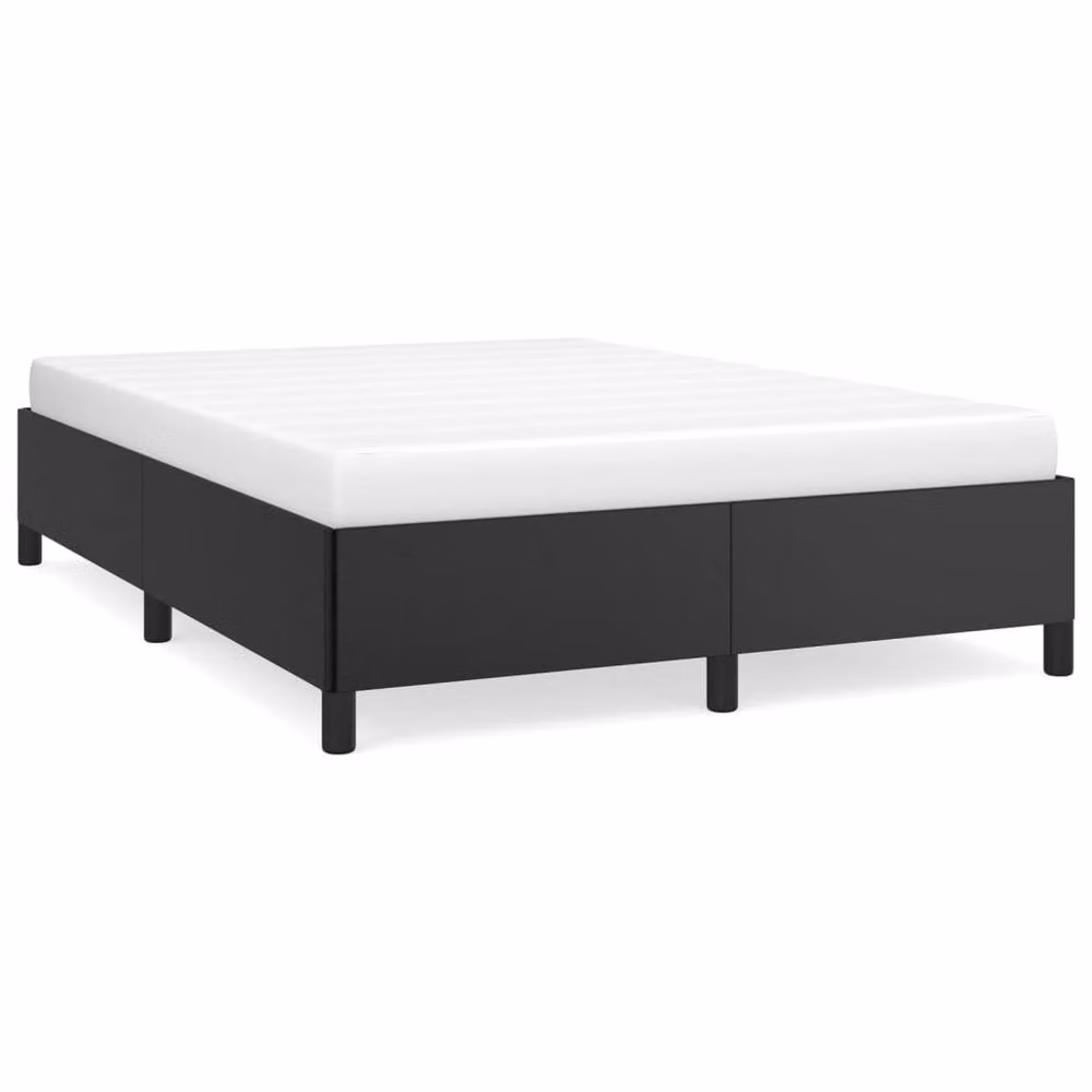 Berkfield Home Upholstered Double Bed Frame in Black Faux Leather, W: 135 cm, L: 190 cm – 2