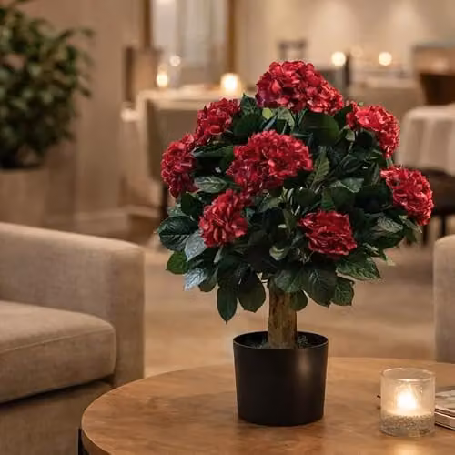 Leaf Design UK Pink Artificial Hydrangea Tabletop Blossom Tree H: 70 cm, W: 50 cm, D: 50 cm – 2