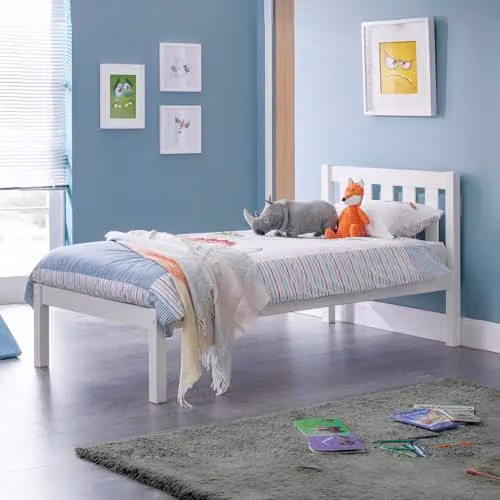 Julian Bowen Luna Bed in White and Grey with Lift Up Base, W/D/H: 180 x 200 cm