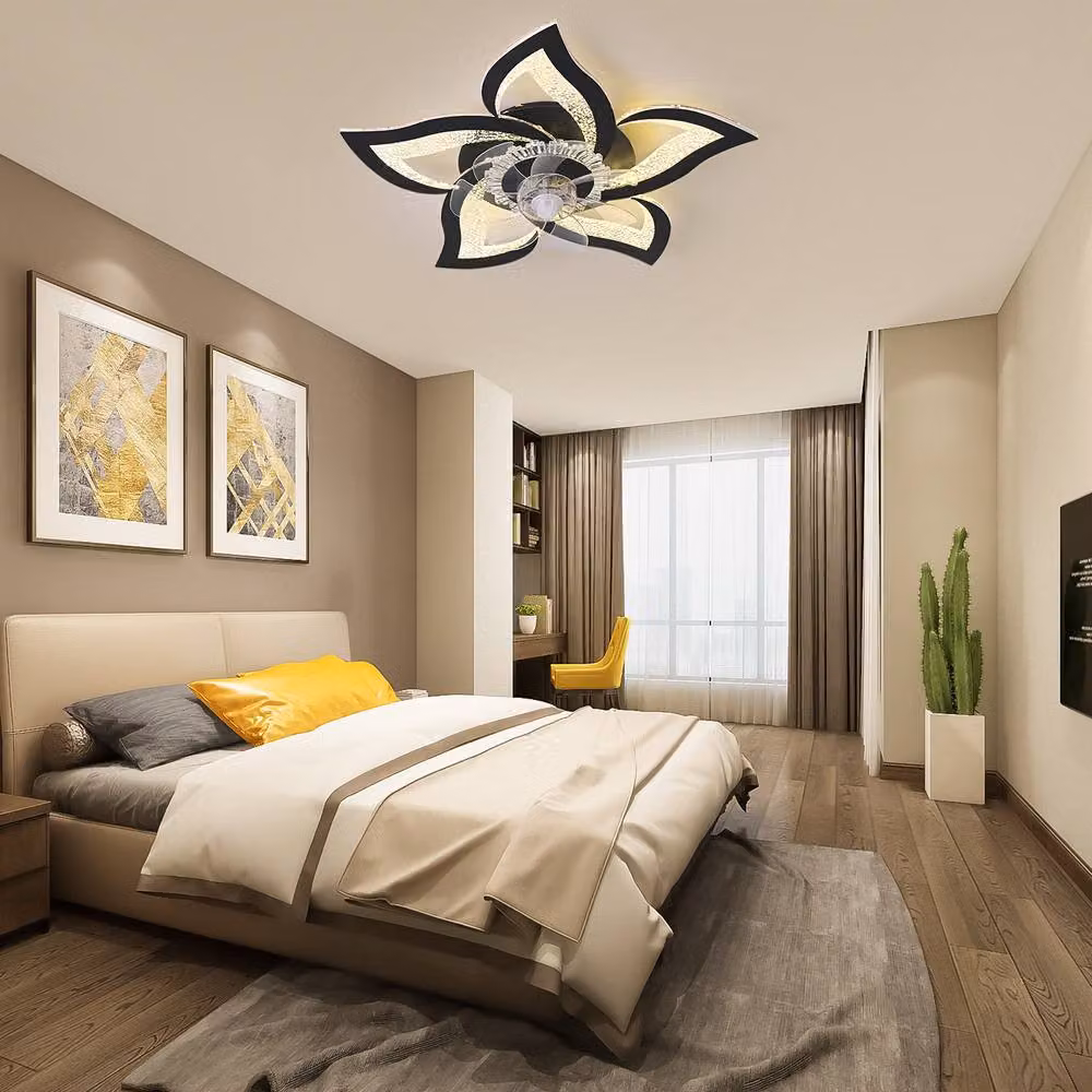 NIVOR Dimmable LED Ceiling Fan with Remote Control and Reversible Silent Motor in Black – 5
