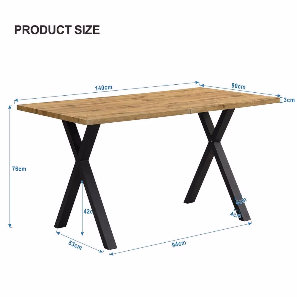 BTM Rectangular Industrial Dining Table in Brown, W/D/H: 140 x 80 x 80 cm – 4
